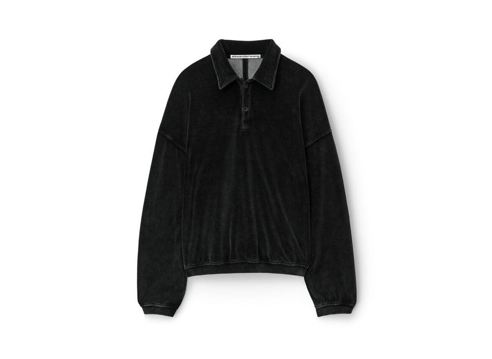 Alexander Wang Emboss Logo Velour Polo Shirt  