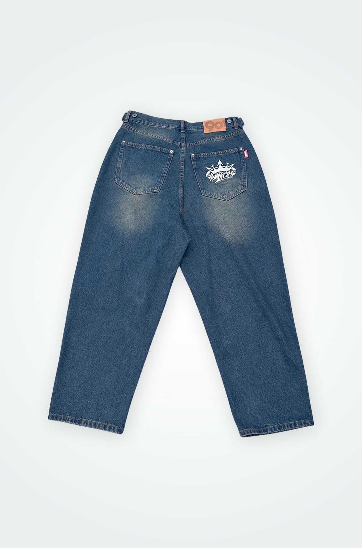 ナインティーナインティー キングロゴワイドタックデニムパンツ
