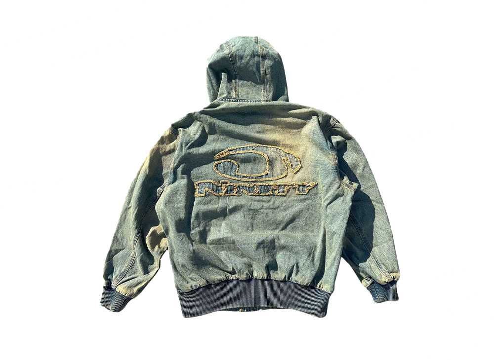 9090 Heisei Logo Denim Zip Hoodie 