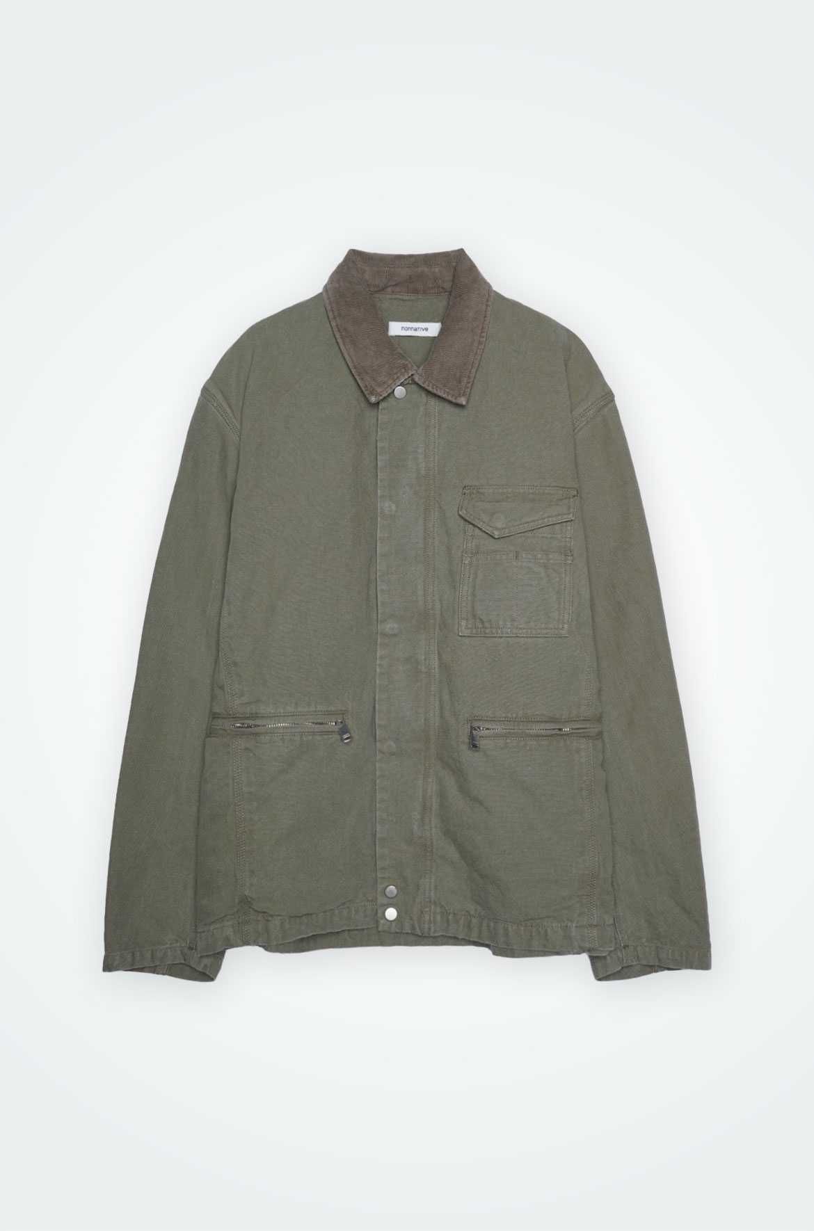 nonnative WORKER JACKET COTTON OXFORD SULFUR DYE 