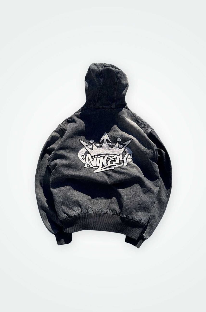 9090 King Logo Slub Denim Zip Hoodie 9090 King Logo Slub Denim Zip Hoodie