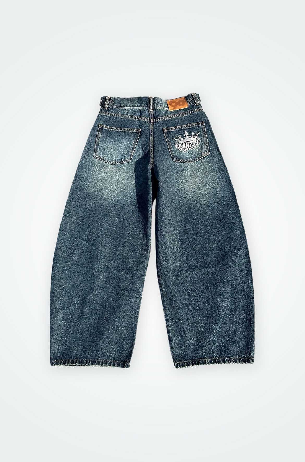 9090 King Logo Slub Denim Buggy Pants M