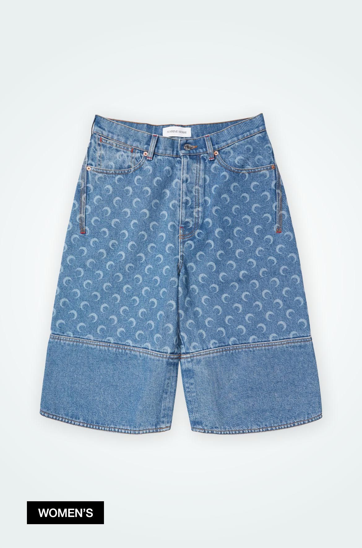 【Marine Serre】ムーン レーザー デニム バミューダ ショーツ MarineSerre】 MOON レーザーデニムバミューダ (MARINE SERRE