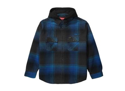 青XL Supreme Quilted Lined Hooded Shirt 青XL Supreme Quilted Lined Hooded Shirt