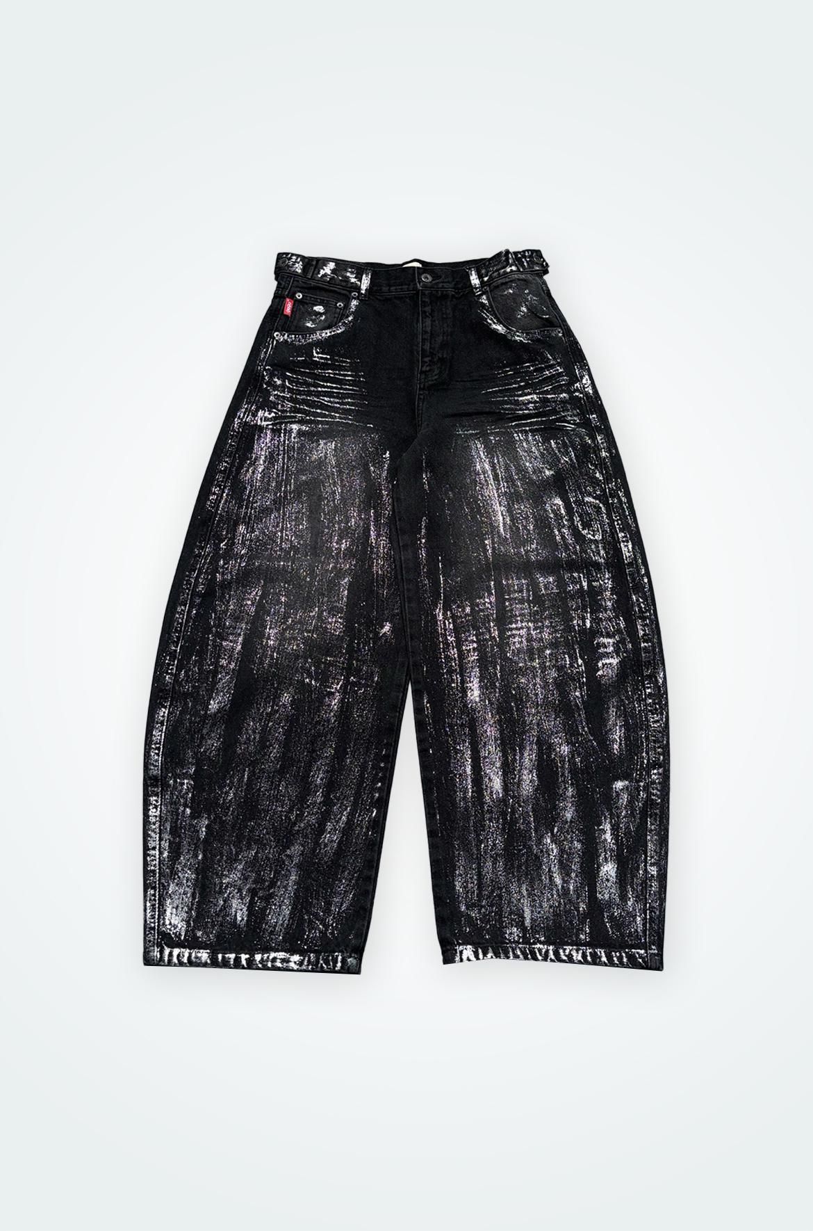 9090 Heisei Logo Shiny Printed Denim Pants 