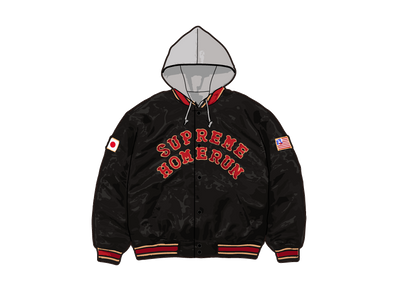 ジャケット・アウター Supreme SatinJacket S Supreme x Homerun Satin Hooded Varsity Jacket