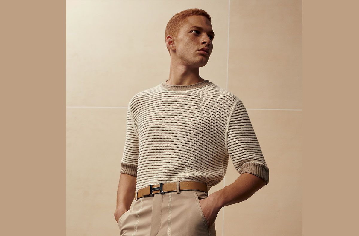 HERMES ダミエパターン ベルト ブラウン HERMES エルメス リバーシブル レザー ピンバックルベルト