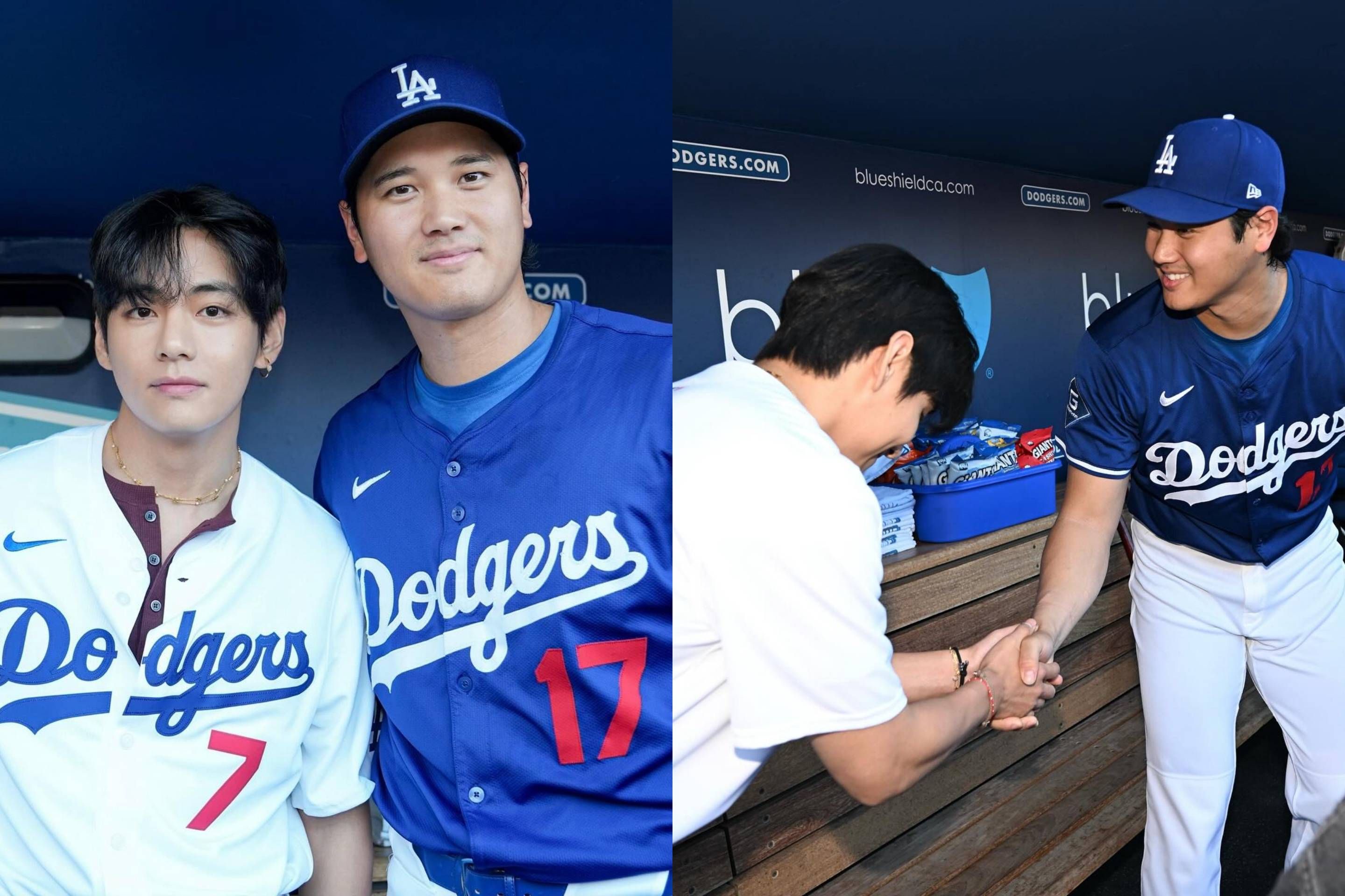 Nike Dodgers ユニフォーム BTS V 始球式記念 BTS Vと大谷翔平が夢の対面！ドジャース始球式で歴史的ハグ