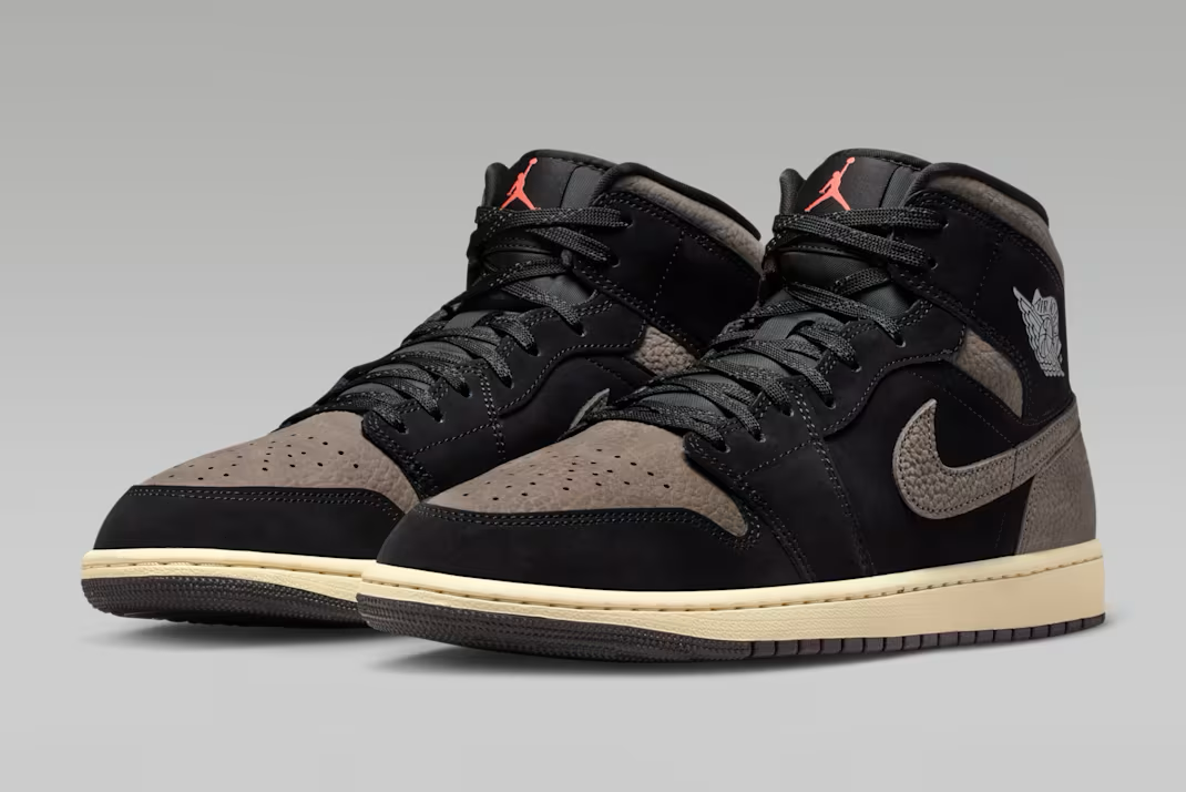 ナイキ エアジョーダン1 ミッド オリーブグレー 正面画像