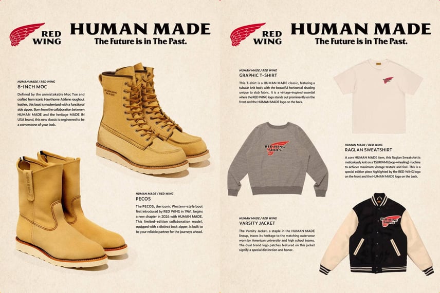 HUMAN MADE × RED WINGがタッグ!伝統と革新が融合した2型のブーツとアパレルが登場