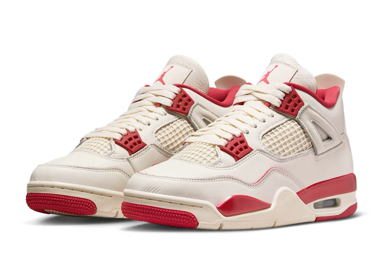 ナイキ ウィメンズ エアジョーダン4 ペール アイボリー アンド タフ レッド 正面画像