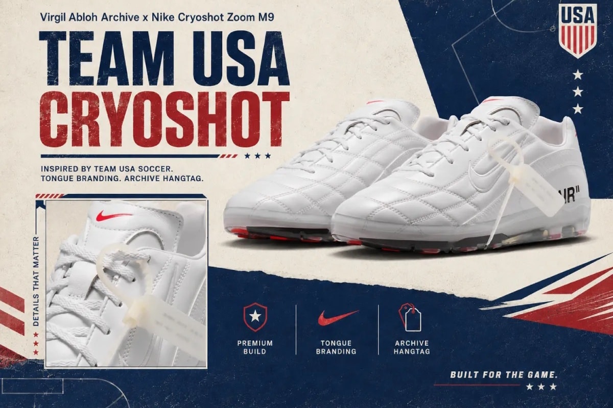 最新リーク｜Virgil Abloh Archive (V.A.A.) × Nike Cryoshot M9 "World Cup/United States/White"｜抽選/販売/定価情報