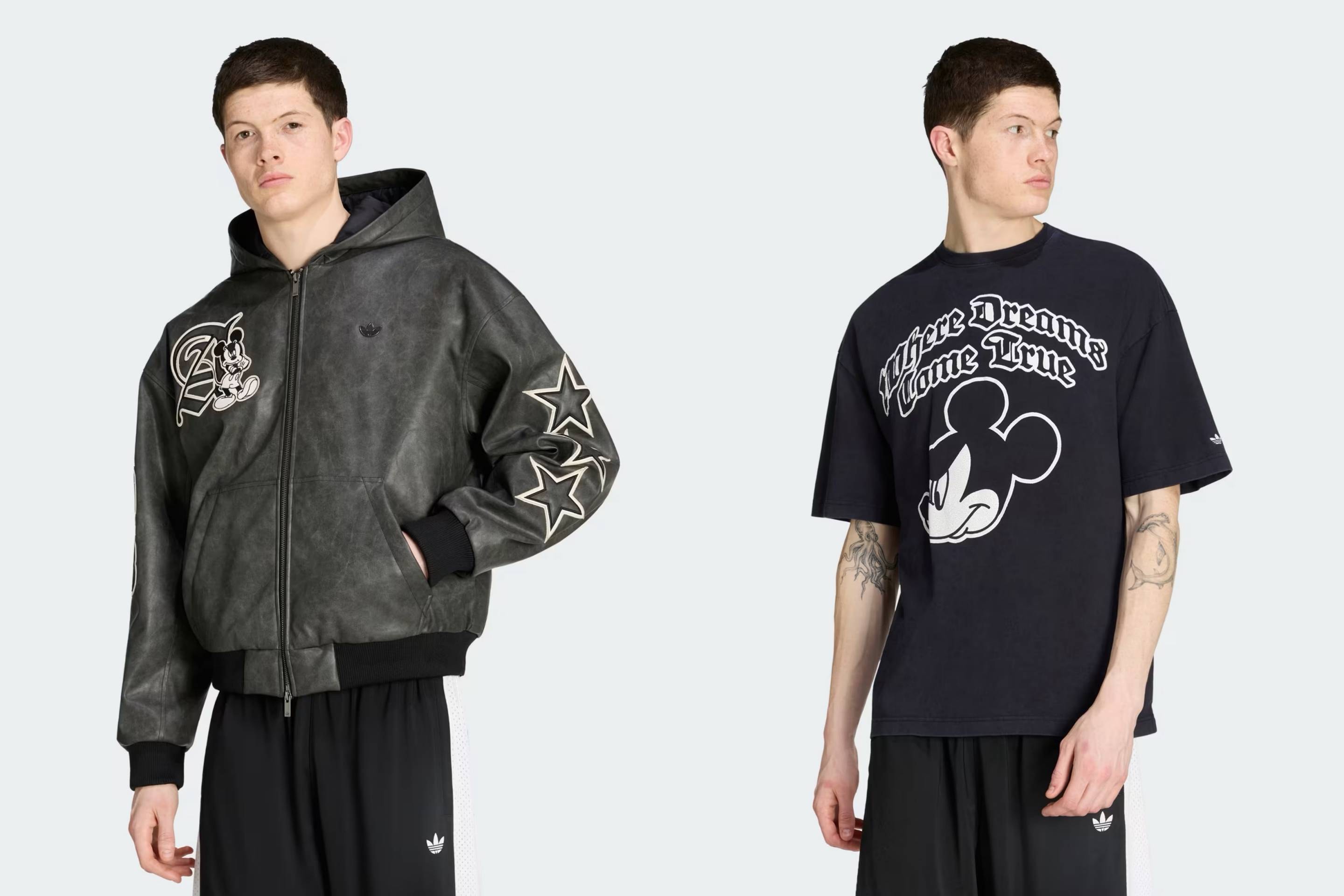 adidasからミッキーマウスをモチーフにした新作アイテムが発売! 反骨的なミッキーのグラフィックを落とし込んだジャケットとTシャツがラインナップ