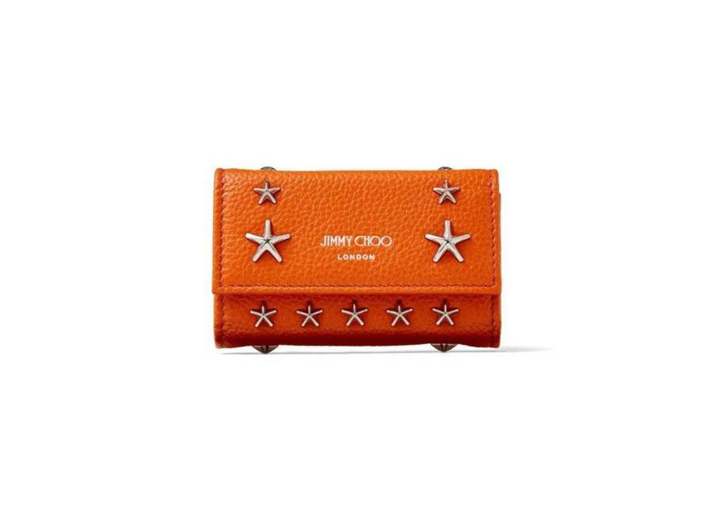 JIMMY CHOO HOWICK Soft Grainy Calf Leather Key Case With Star Studs ...