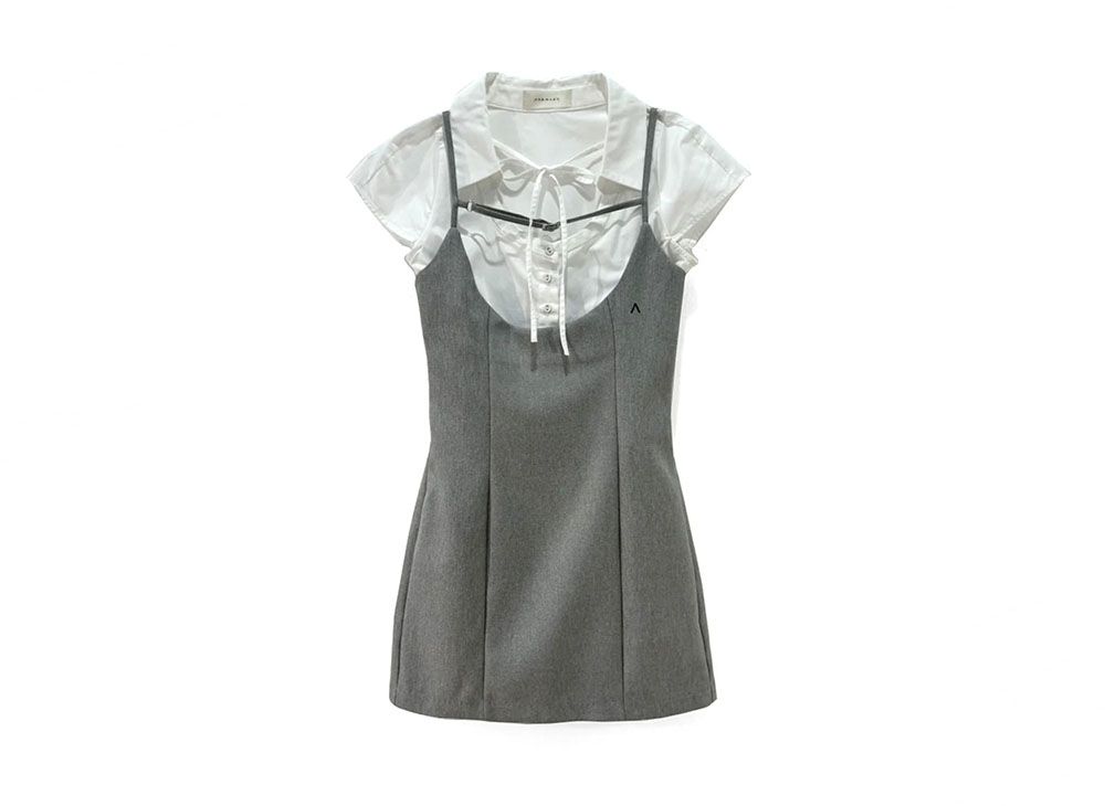 andmary Betty layered dress gray アンドマリー ANDMARY】Betty layered dress