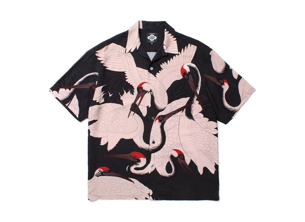 APHRODITEGANG Gakkin x Budspool Akame Tsuru Open Collar Shirt 
