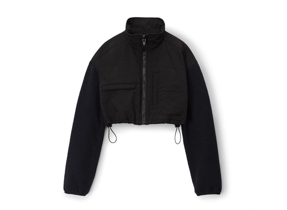 Alexander Wang Teddy Fleece Cropped Zip-Up Jacket 