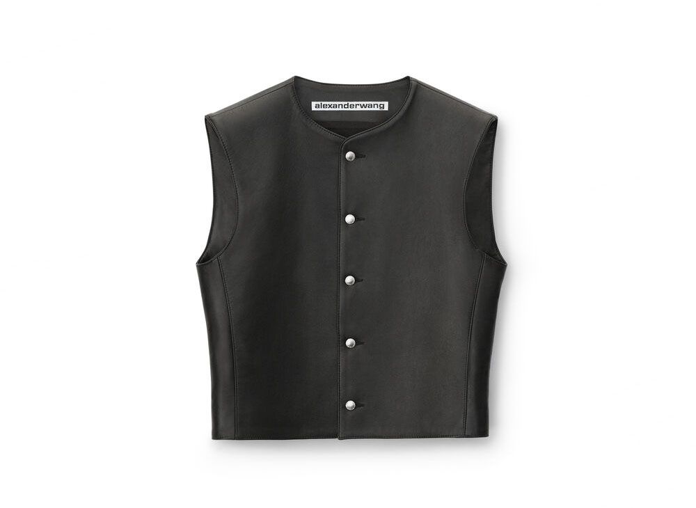 Alexander Wang Plonge Leather Motorbike Vest 
