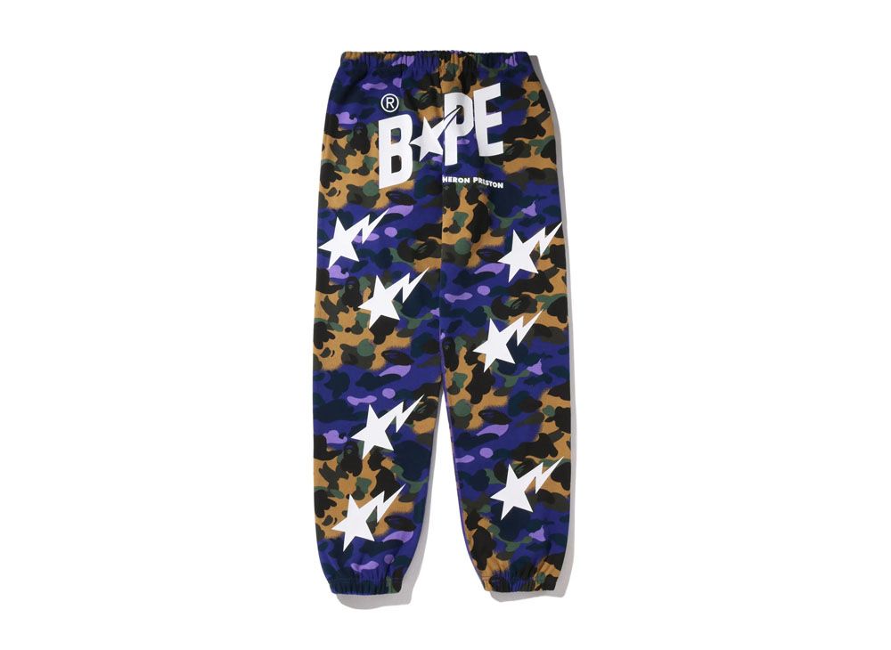 A BATHING APE X HERON PRESTON MIX 1ST CAMO SWEAT PANTS 