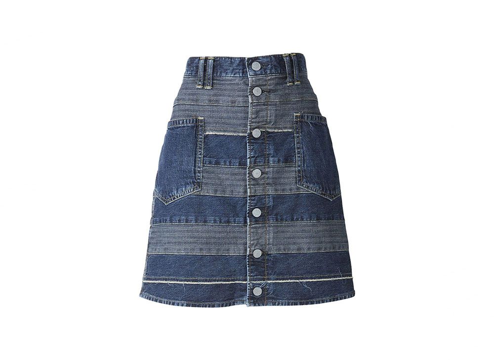 HYSTERIC GLAMOUR Scratch A-Line Denim Mini Skirt
