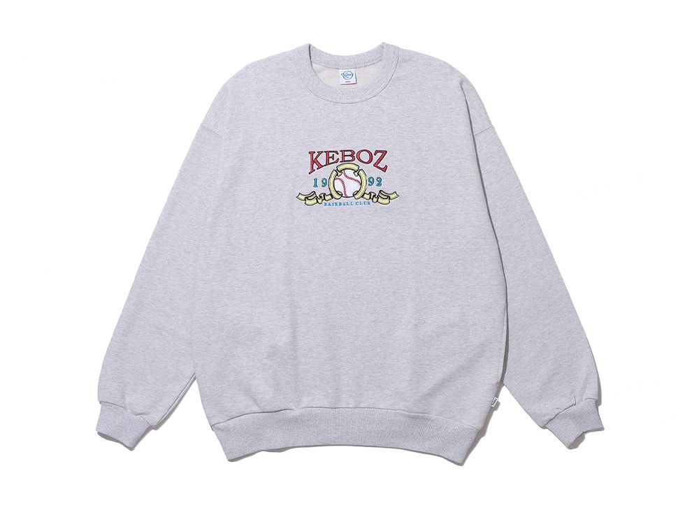 Keboz グレー トレーナー ロゴ入り keboz ケボズ ハーフジップ Keboz