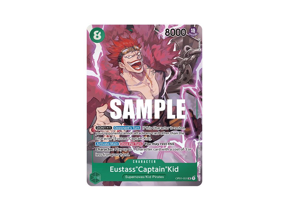 thumbnail image 2 of Eustass Captain Kid OP01-051 One Piece CCG – Romance Dawn Foil Super Rare, Near Mint 2 of 3