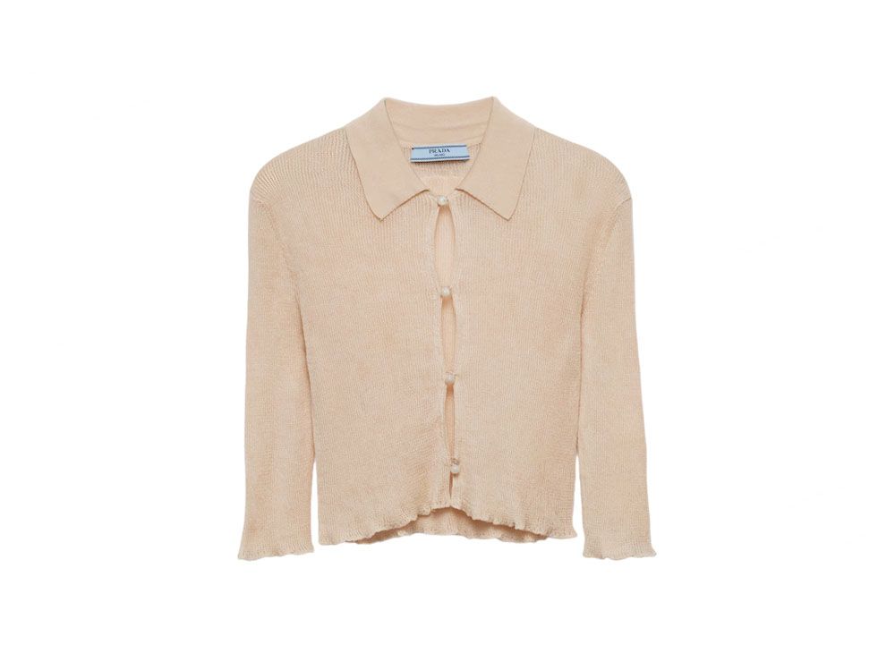 2686.PRADA美品　ベージュ×濃茶モヘア★ジップアップのニットカーディガン 2686.PRADA美品ベージュ×濃茶モヘア☆ジップアップのニット