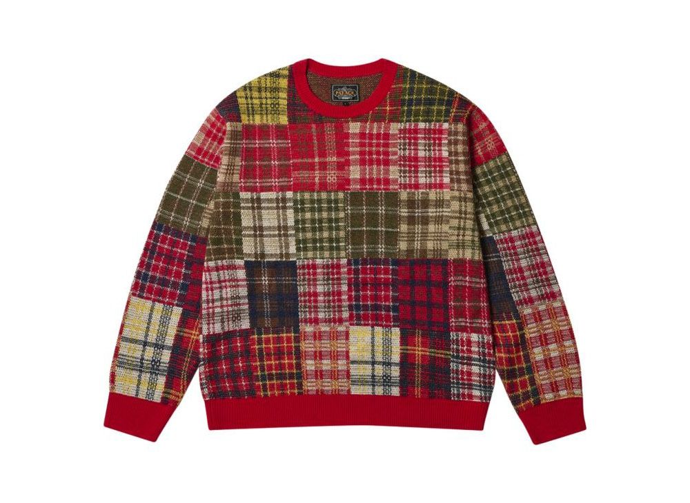 PALACE x BEAMS Plus Crew Knit Patchwork Jacquard 