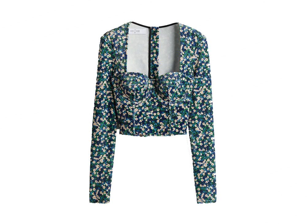 Rokh ロクCORSET WITH SLEEVE ベロアコルセットトップス Rokh ロクCORSET WITH SLEEVE ベロアコルセットトップス