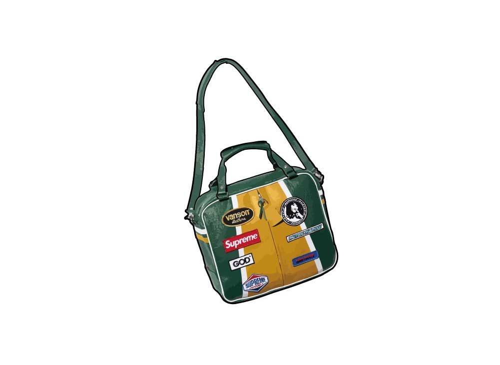 中古 シュプリーム x ヒステリックグラマー バンソン レザー バッグ