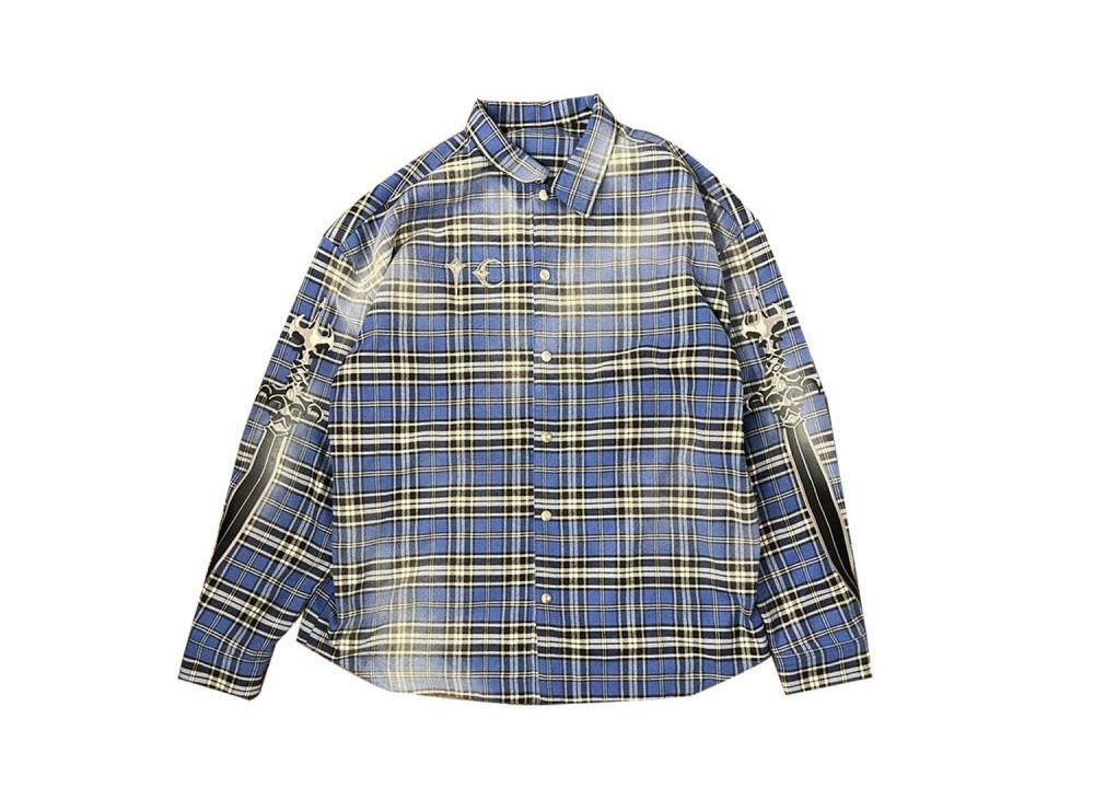 Thug Club ARAB SWORD フランネルシャツ / ブルー 1/S THUG CLUB - Arab Sword Flannel Shirt | HBX - Globally