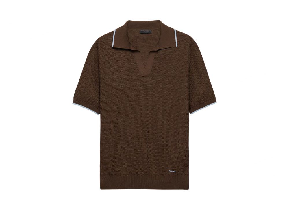 PRADA プラダ ポロシャツ メンズ ローズ グレー スムース素材 S M  