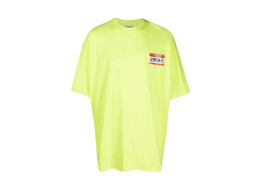 VETEMENTS NAME TAG T shirt Neon Green SNKRDUNK vetements-name-tag-t-shirt-neon-green-snkrdunk