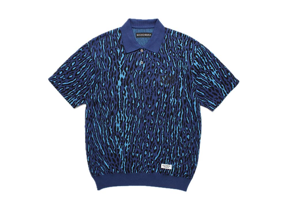 WACKO MARIA Leopard Jacquard Knit Polo Shirt  