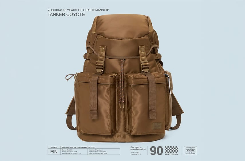吉田カバン90周年プロジェクトのラストは「TANKER COYOTE 第2弾」。シリアルナンバー入りのバッグ全5型が4/15より発売