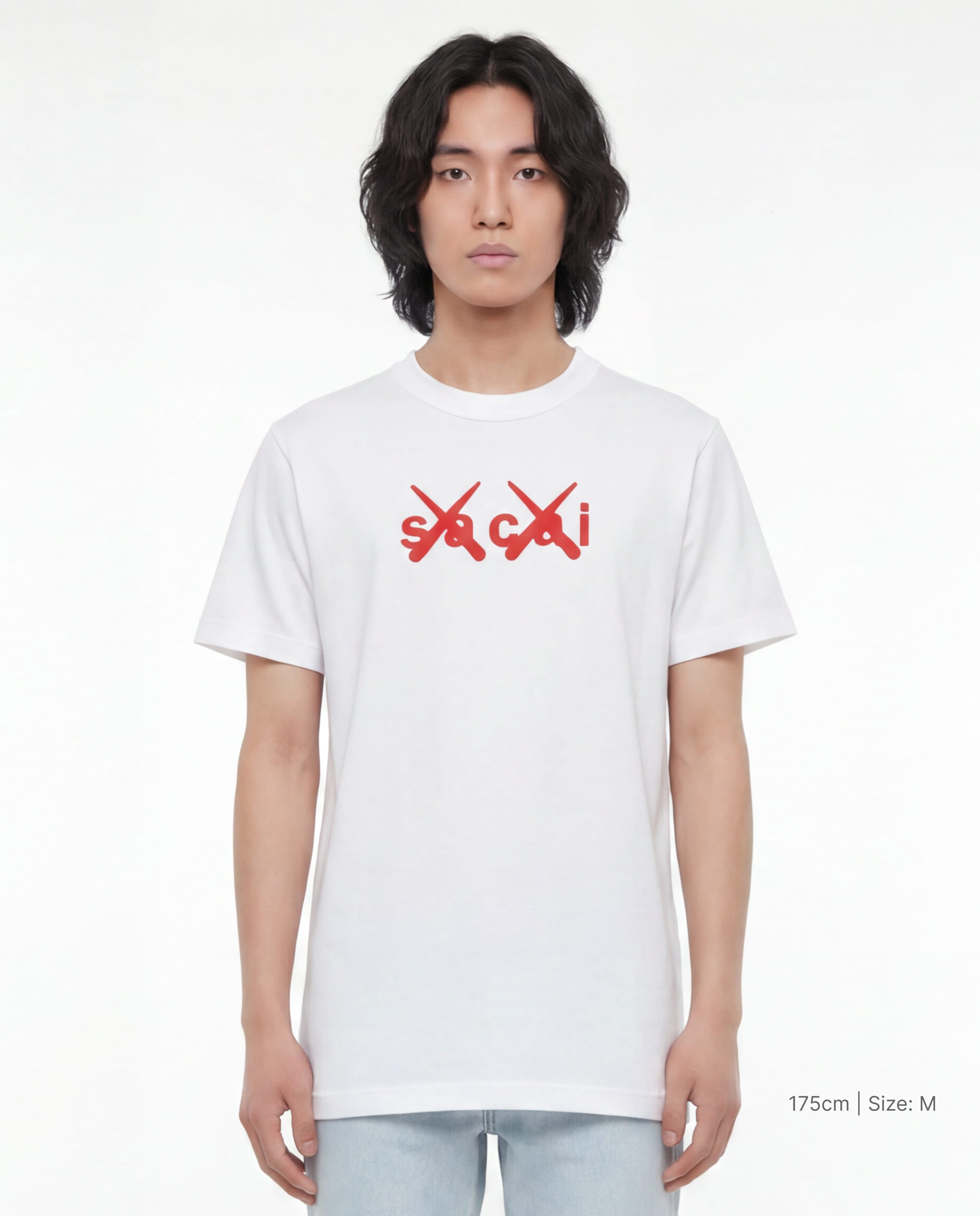 sacai KAWS Flock Print T-shrit 