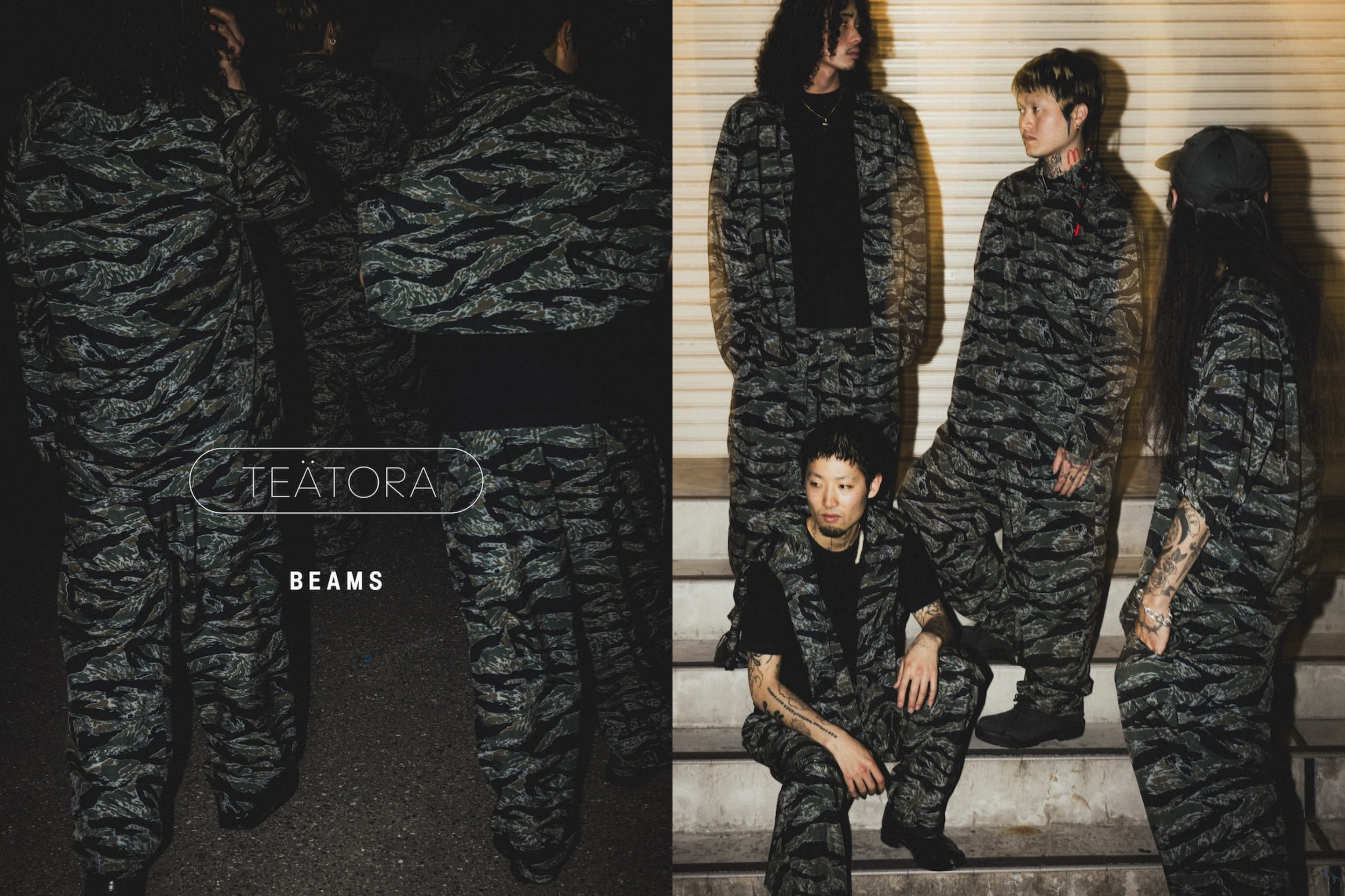 BEAMSからTEATORAの別注アイテムが登場!タイガーカモ柄をプリントしたシャツ&パンツが8/1より発売