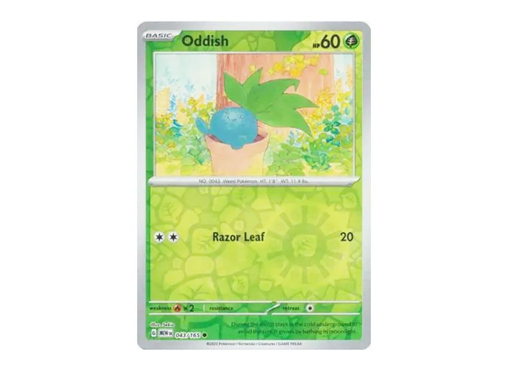 thumbnail image 2 of 2023 Pokemon Oddish 043/165 Reverse Holo - Japanese 151 SV2a - Near Mint 2 of 5