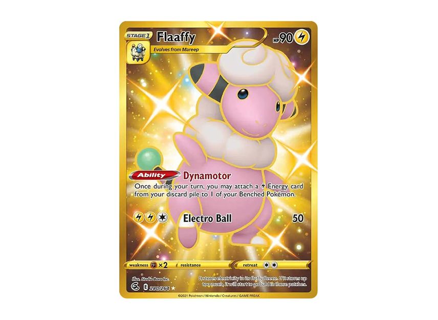 gold flaaffy pokemon card value Flaaffy 280/264 Fusion Strike Full Art Gold Secret Rare Pokemon Card New