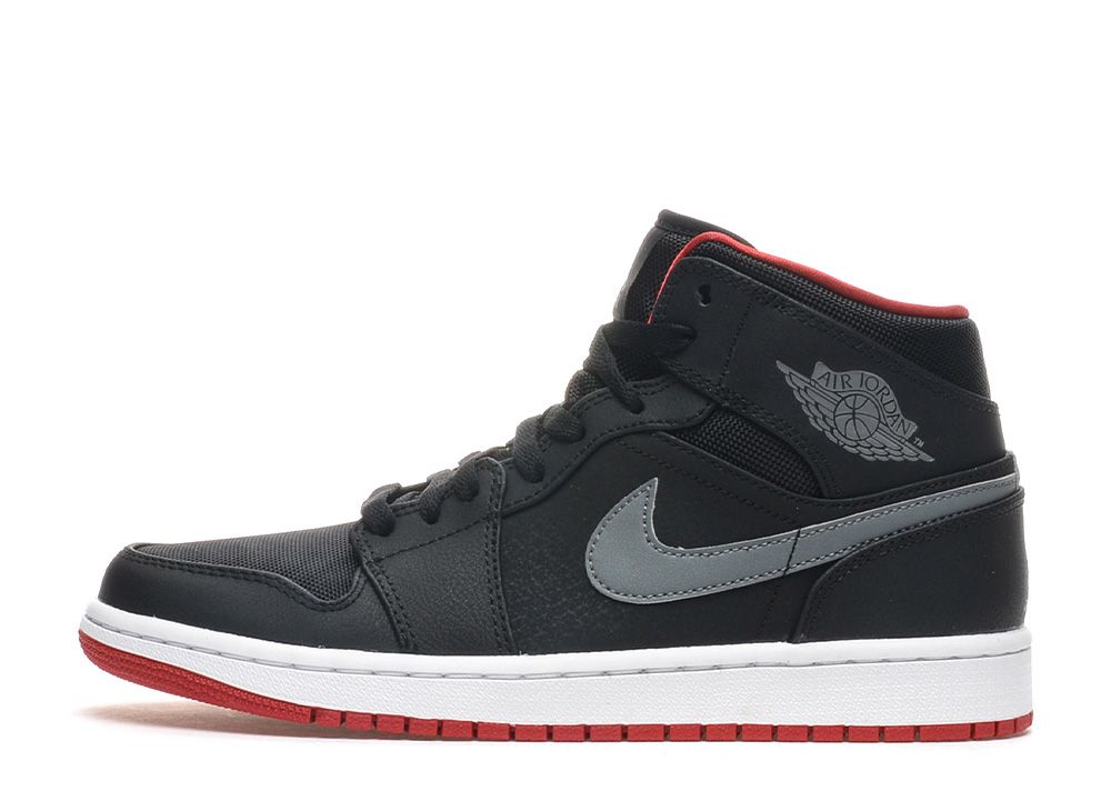 jordan 1 mid black grey red