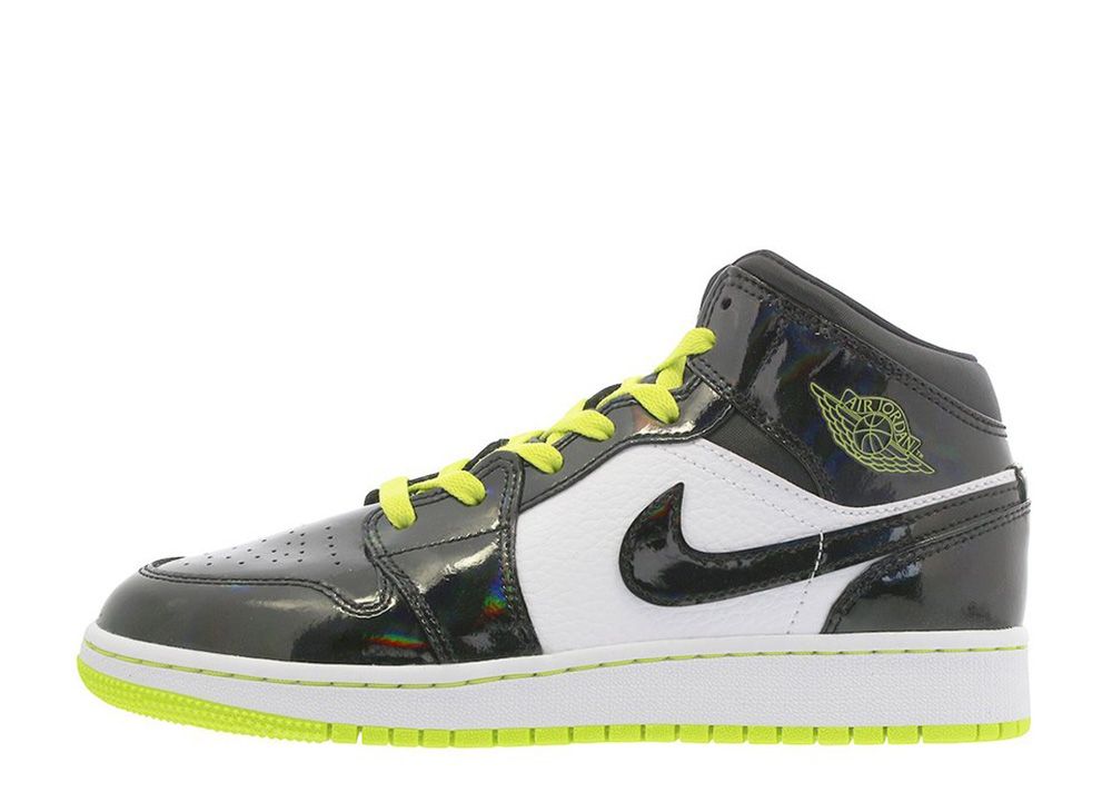 jordan 1 mid black cyber mystic green