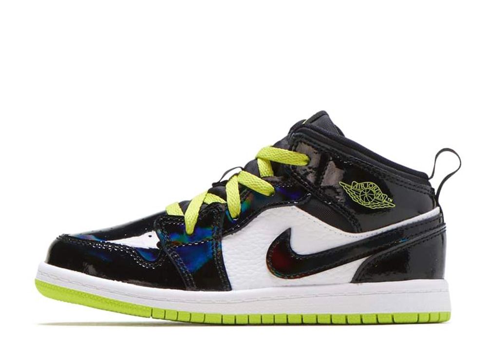 jordan 1 mid black cyber mystic green