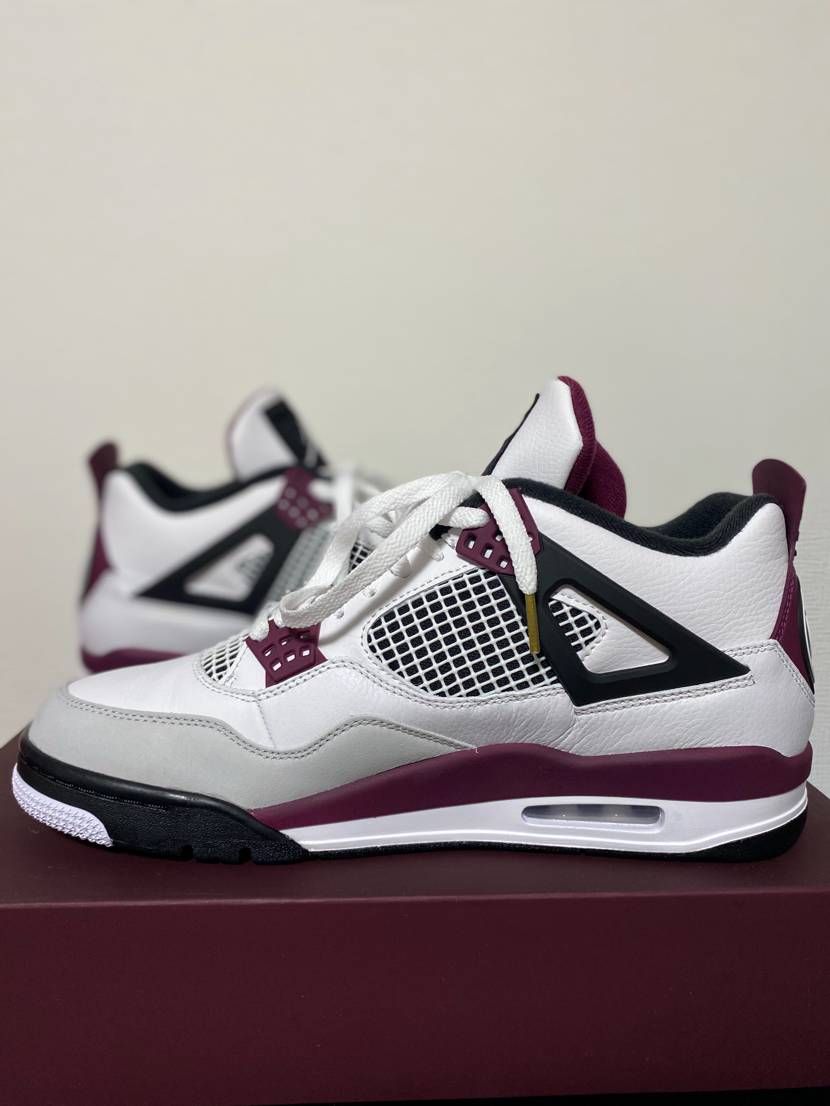 Paris Saint Germain ×Nike Air Jordan 4 Retro "White/Bordeaux/Neutral Gray"