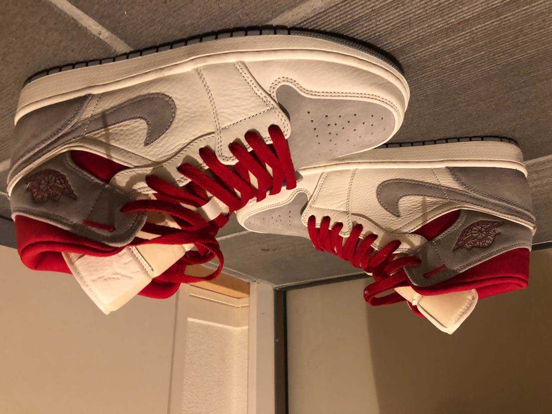 SNS×NIKE AIR JORDAN 1 MID "GREY/RED"