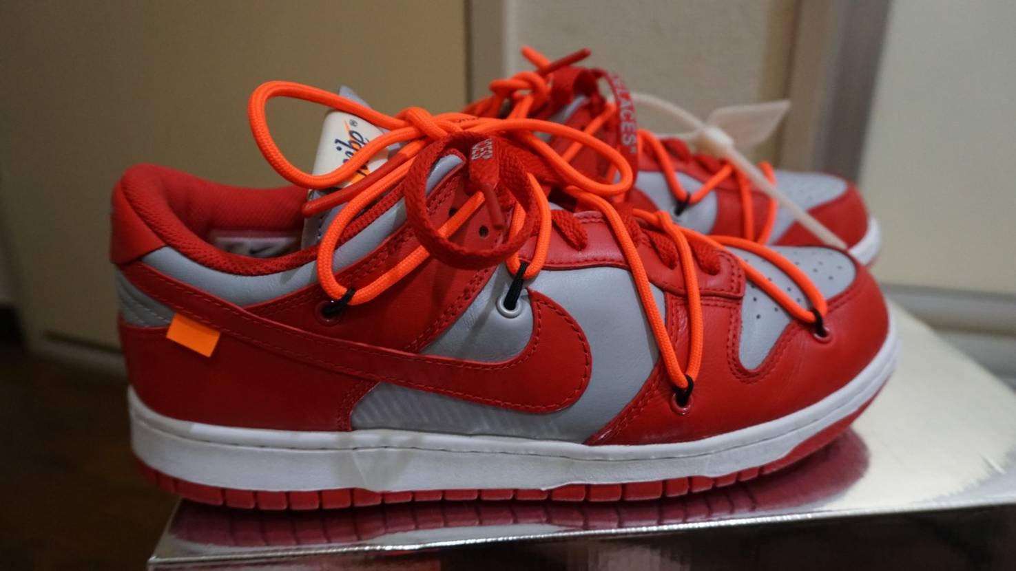 Off-White × Nike Dunk Low "University Red/Wolf Grey"