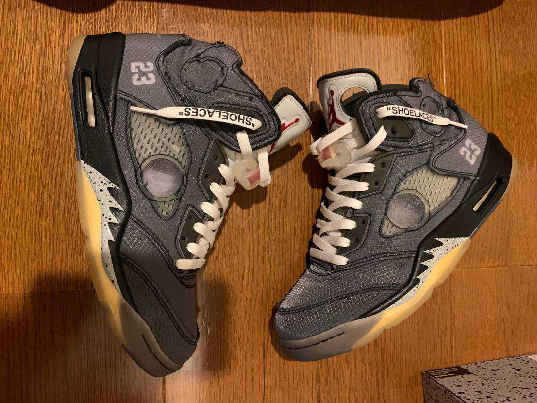 Off-White × Nike Air Jordan 5 "Black/Muslin/Fire Red"