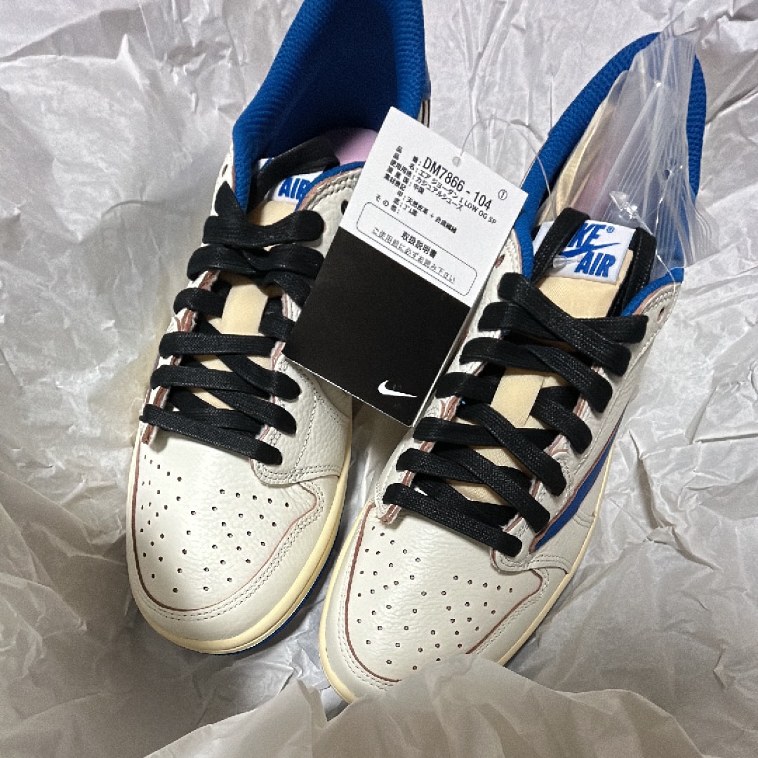 Travis Scott × fragment design × Nike Air Jordan 1 Low OG "Sail/Military Blue"