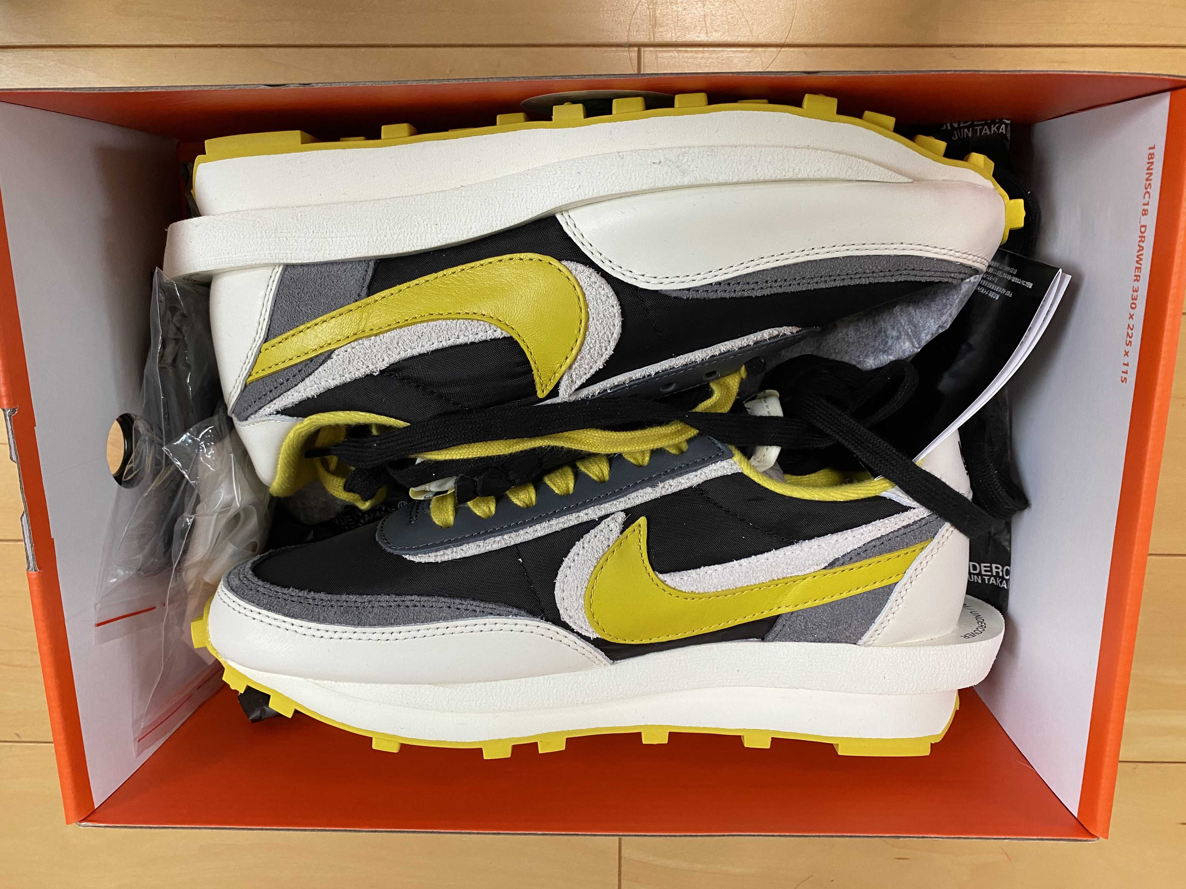 UNDERCOVER × sacai × Nike LD Waffle "Black/Sail-Dark Grey-Bright Citron"
