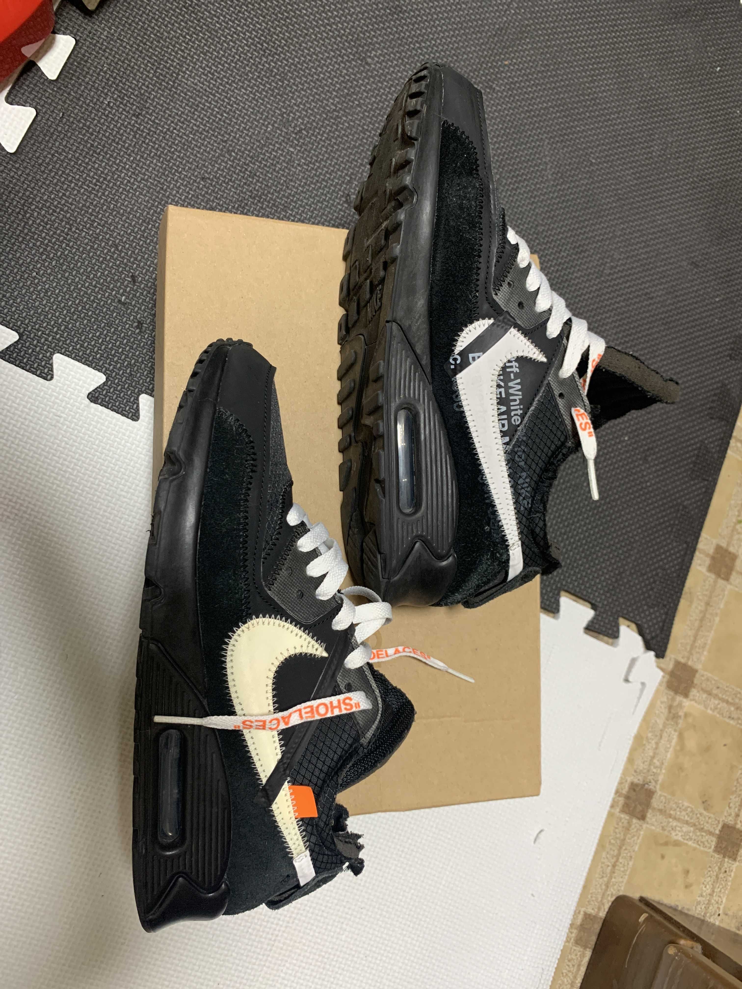 Off-White × Nike Air Max 90 "Black/Black-Cone-White"