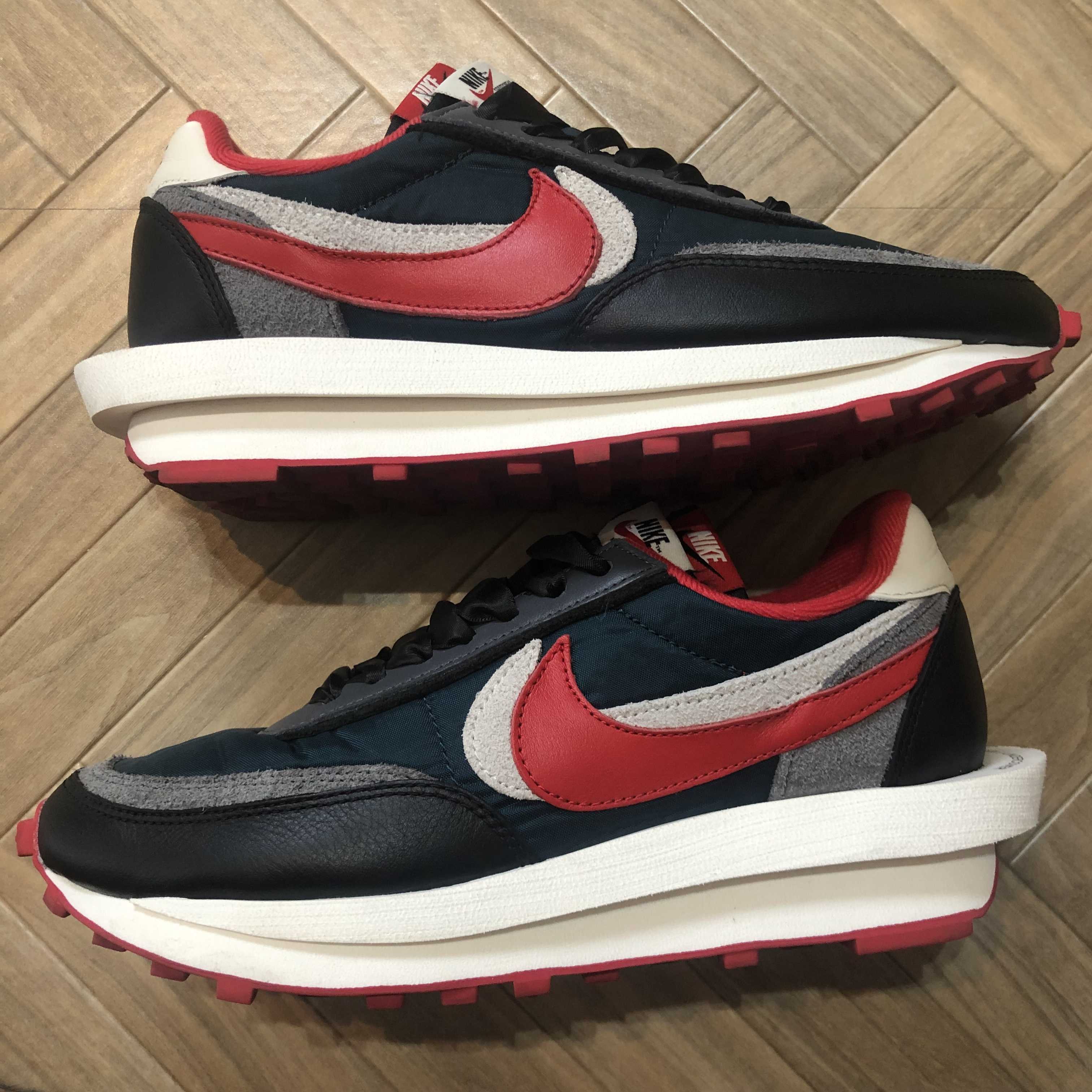 UNDERCOVER × sacai × Nike LD Waffle "Midnight Spruce/Pale Ivory-Dark Grey-University Red"